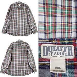 Duluth Trading Co Shirt Plaid Button Down Flannel Long Sleeve Red Men’s XXL